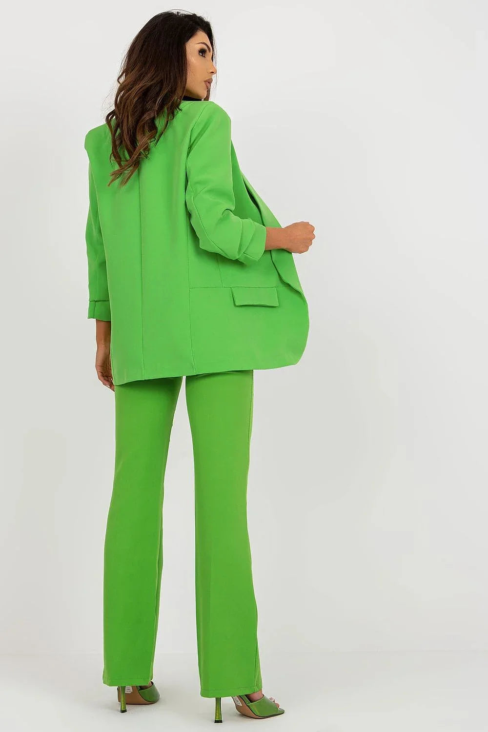 Women Blazer - Stretchable - None - Green -Guocali