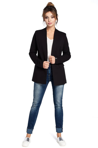 Women Blazer - Stretchable - Slip-On - Black -Guocali