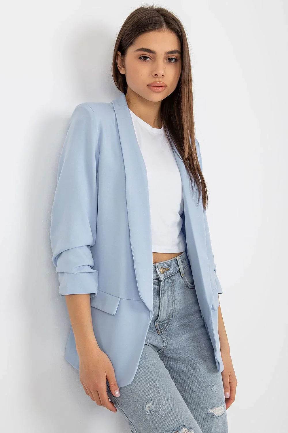 Women Blazer - Stretchable - Slip-On - Blue -Guocali