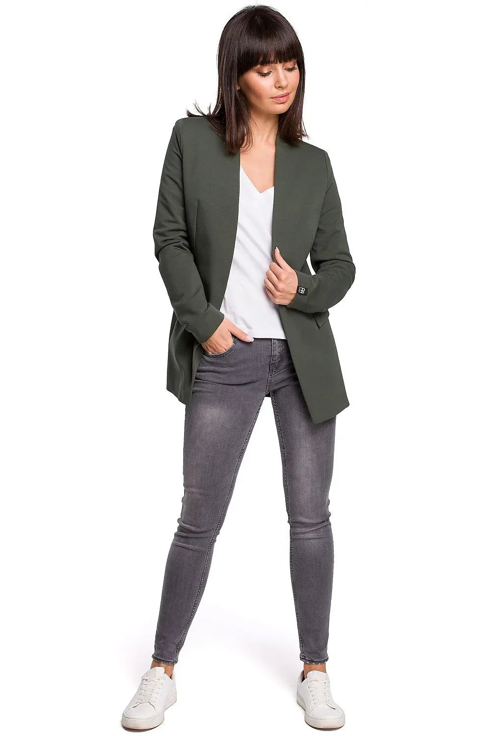 Women Blazer - Stretchable - Slip-On - Green -Guocali