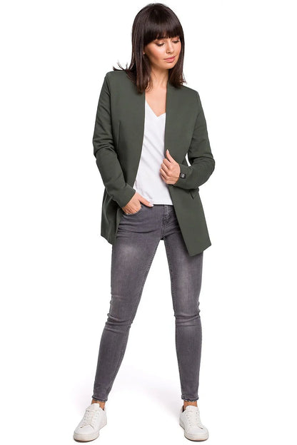 Women Blazer - Stretchable - Slip-On - Green -Guocali