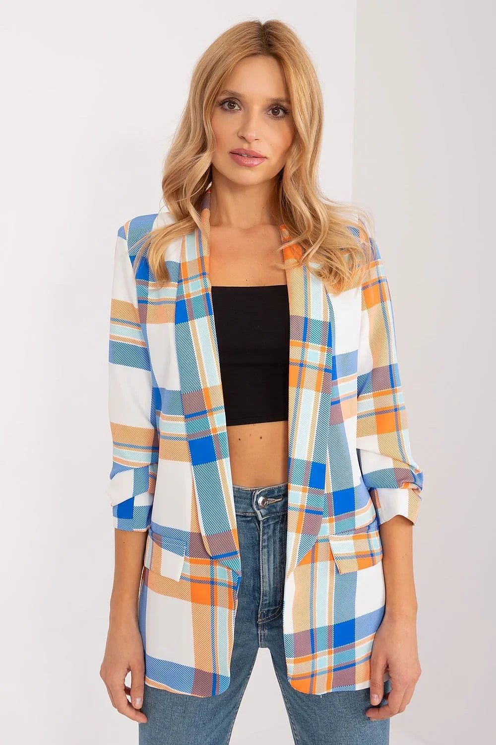 Women Blazer - Stretchable - Slip-On - Multicolor, Blue, Orange, White -Guocali