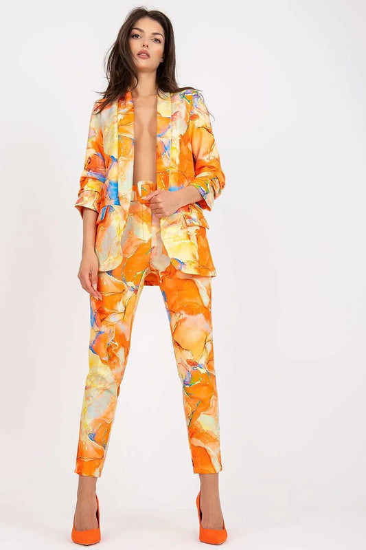 Women Blazer - Stretchable - Slip-On - Orange, Multicolor -Guocali