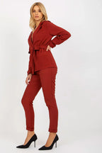 Women Suit Jacket - Stretchable - Wrap, Belted