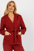 Women Suit Jacket - Stretchable - Wrap, Belted