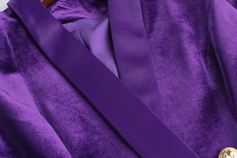 Women Blazer - Structured - Double Breasted - Purple -Guocali