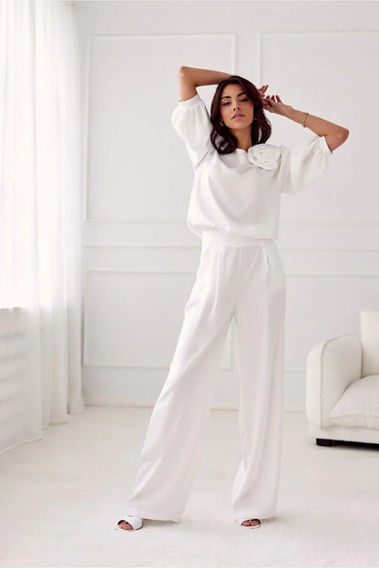 Women Blouse – Lightweight – Long Sleeve - White -Guocali