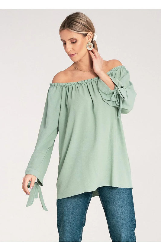 Women Blouse – Lightweight – Three-Quarter Sleeve - Green -Guocali