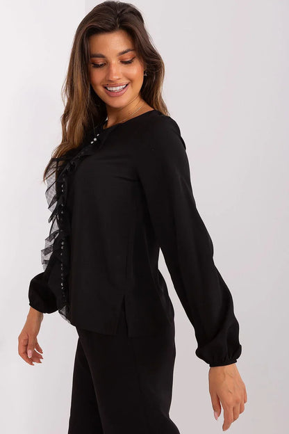 Women Blouse – Stretchable – Long Sleeve - Black -Guocali