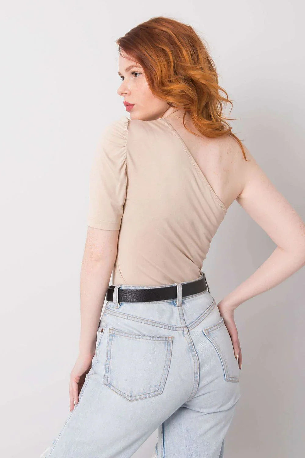 Women Blouse – Stretchable – Short Sleeve - Beige -Guocali