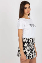 Women Boat-Neck Short-Sleeves T-Shirt – Stretchable, Black