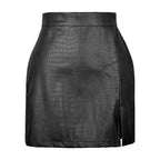 Women Bodycon Skirt Leather Mini Slit - High Waist Women Skirt