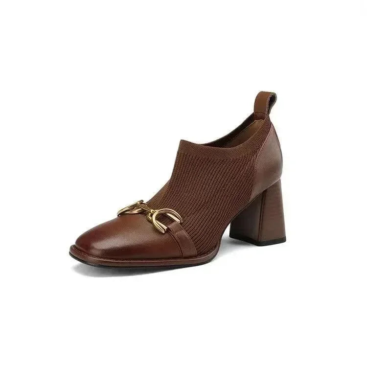 Women Boots - Block Ankle Boots - Pu Leather