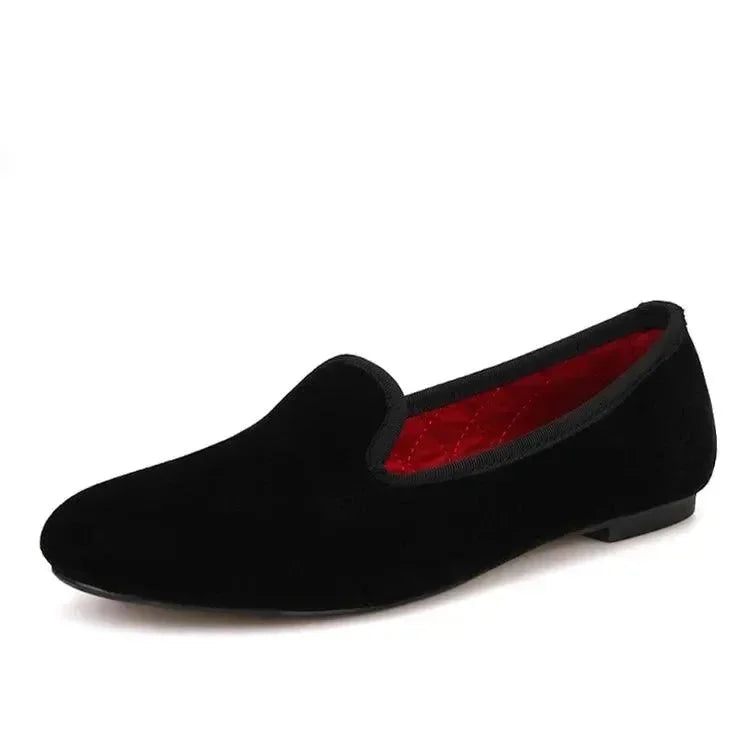 Women's Velvet Loafers Red Insoles -Guocali