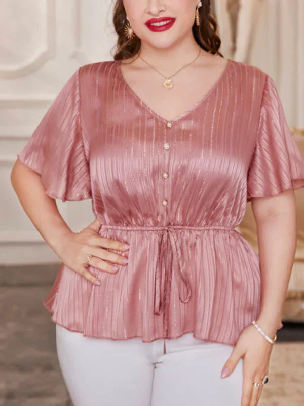 Women Cotton Blouse – Breathable – Square-Neck - Pink -Guocali