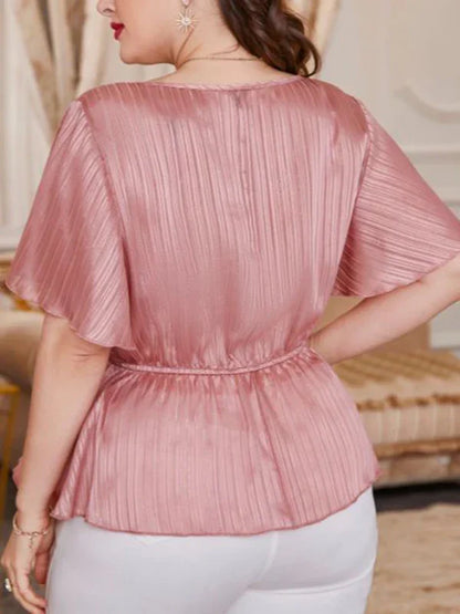 Women Cotton Blouse – Breathable – Square-Neck - Pink -Guocali