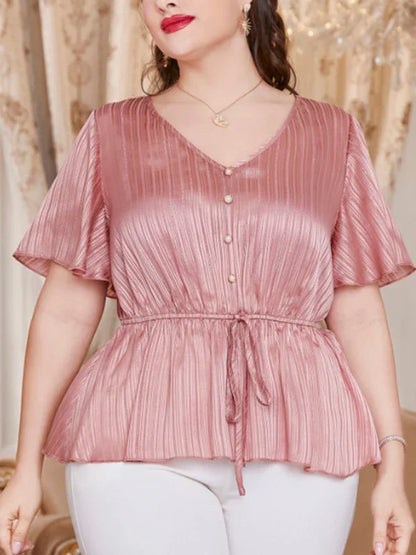 Women Cotton Blouse – Breathable – Square-Neck - Pink -Guocali