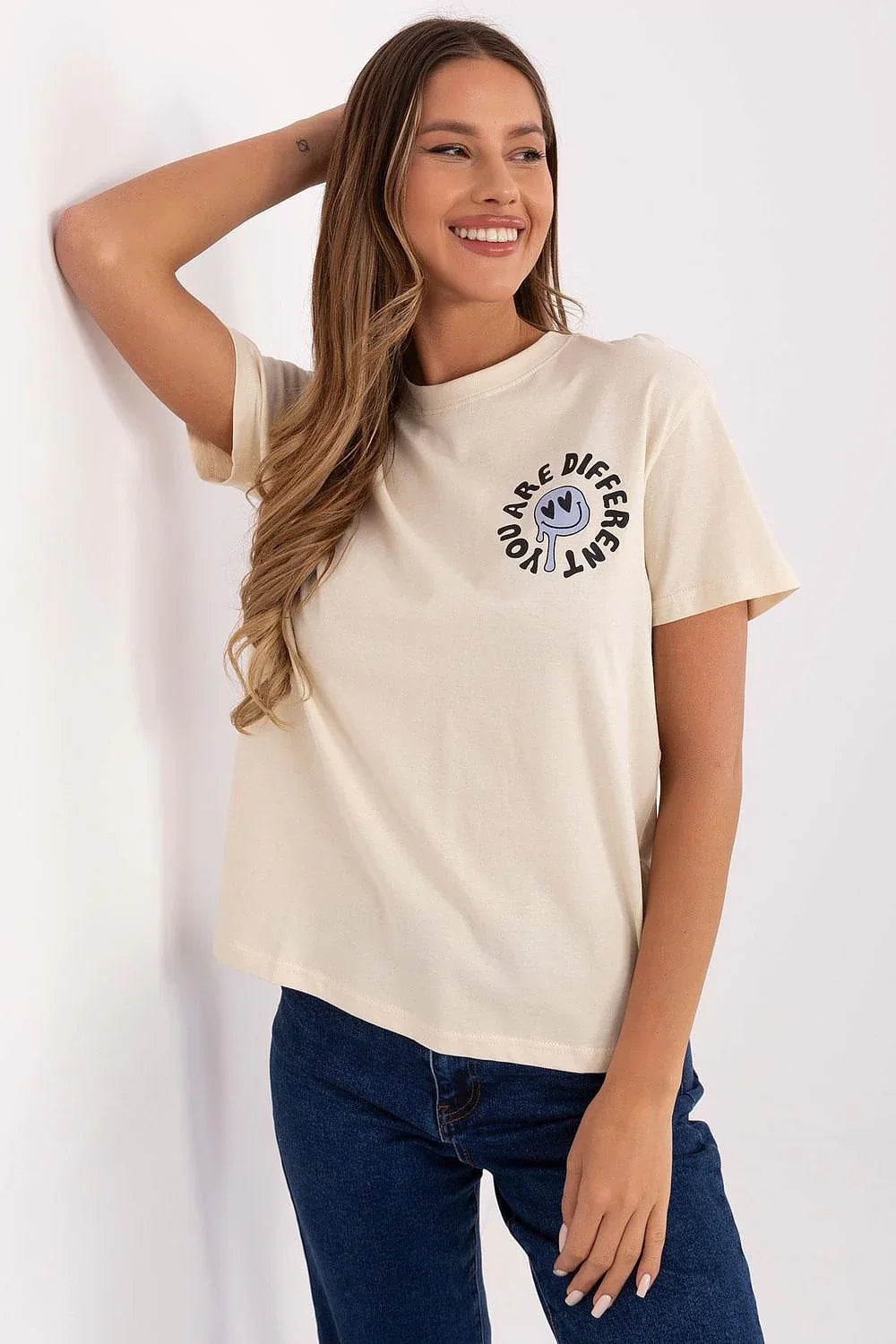 Women Crew-Neck Short-Sleeves T-Shirt – Breathable - Beige, Multicolor, Black, Blue -Guocali