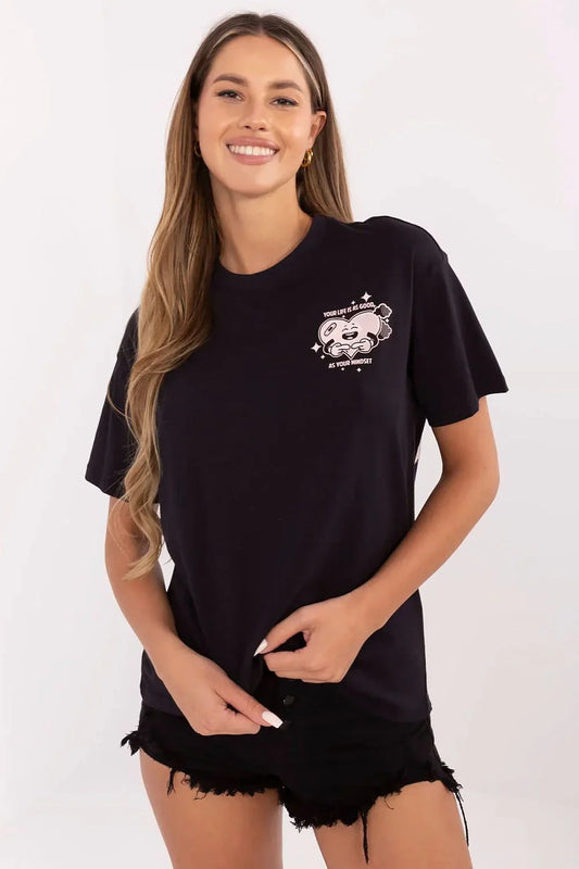 Women Crew-Neck Short-Sleeves T-Shirt – Breathable - Black -Guocali