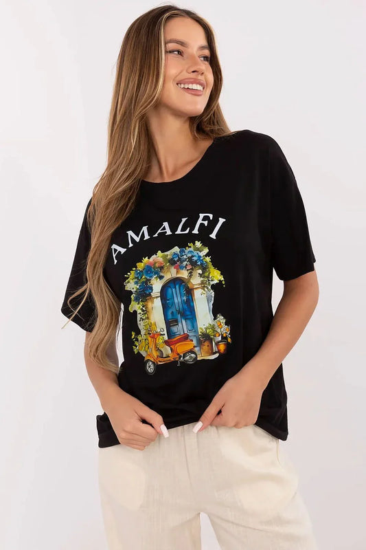Women Crew-Neck Short-Sleeves T-Shirt – Breathable - Black -Guocali