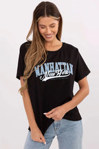 Women Crew-Neck Short-Sleeves T-Shirt – Breathable, Blue, White