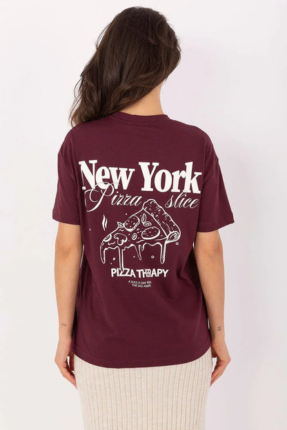 Women Crew-Neck Short-Sleeves T-Shirt – Breathable - Burgundy -Guocali