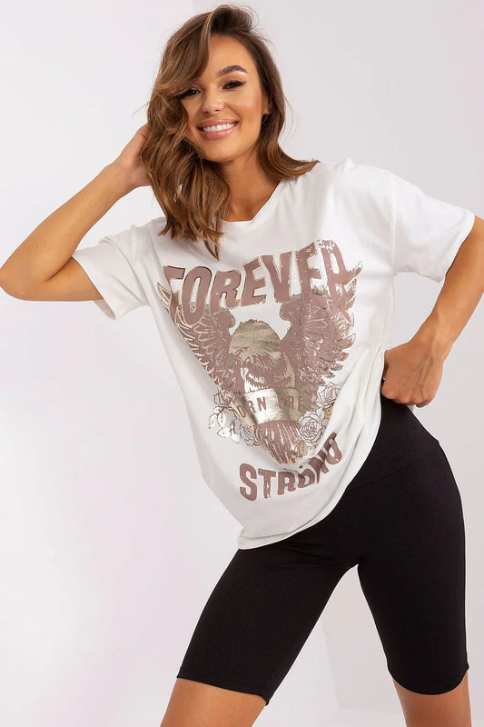 Women Crew-Neck Short-Sleeves T-Shirt – Breathable - White, Bronze -Guocali