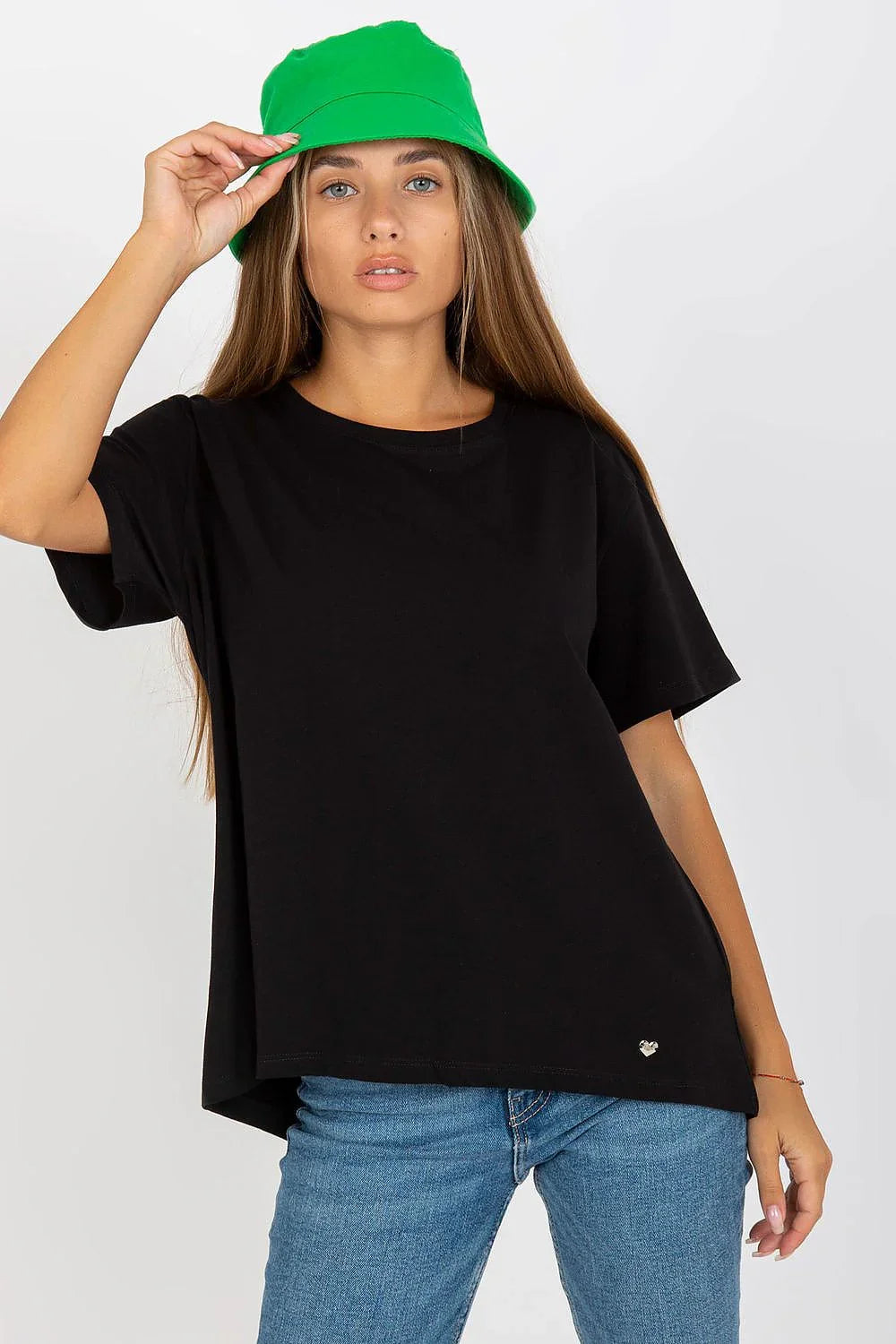 Women Crew-Neck Short-Sleeves T-Shirt – Stretchable - Black -Guocali