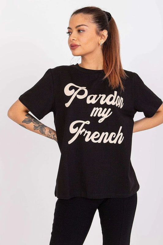 Women Crew-Neck Short-Sleeves T-Shirt – Stretchable - Black, Beige -Guocali