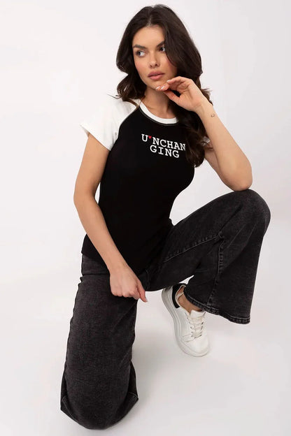 Women Crew-Neck Short-Sleeves T-Shirt – Stretchable - Black, White -Guocali