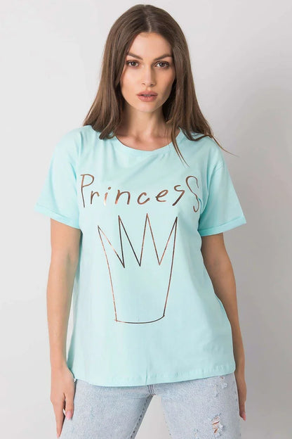 Women Crew-Neck Short-Sleeves T-Shirt – Stretchable - Blue -Guocali