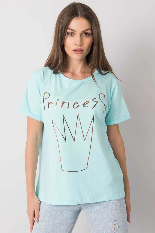 Women Crew-Neck Short-Sleeves T-Shirt – Stretchable - Blue -Guocali