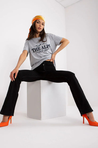Women Crew-Neck Short-Sleeves T-Shirt – Stretchable - Gray, Black -Guocali