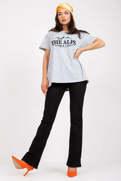 Women Crew-Neck Short-Sleeves T-Shirt – Stretchable - Gray, Black -Guocali
