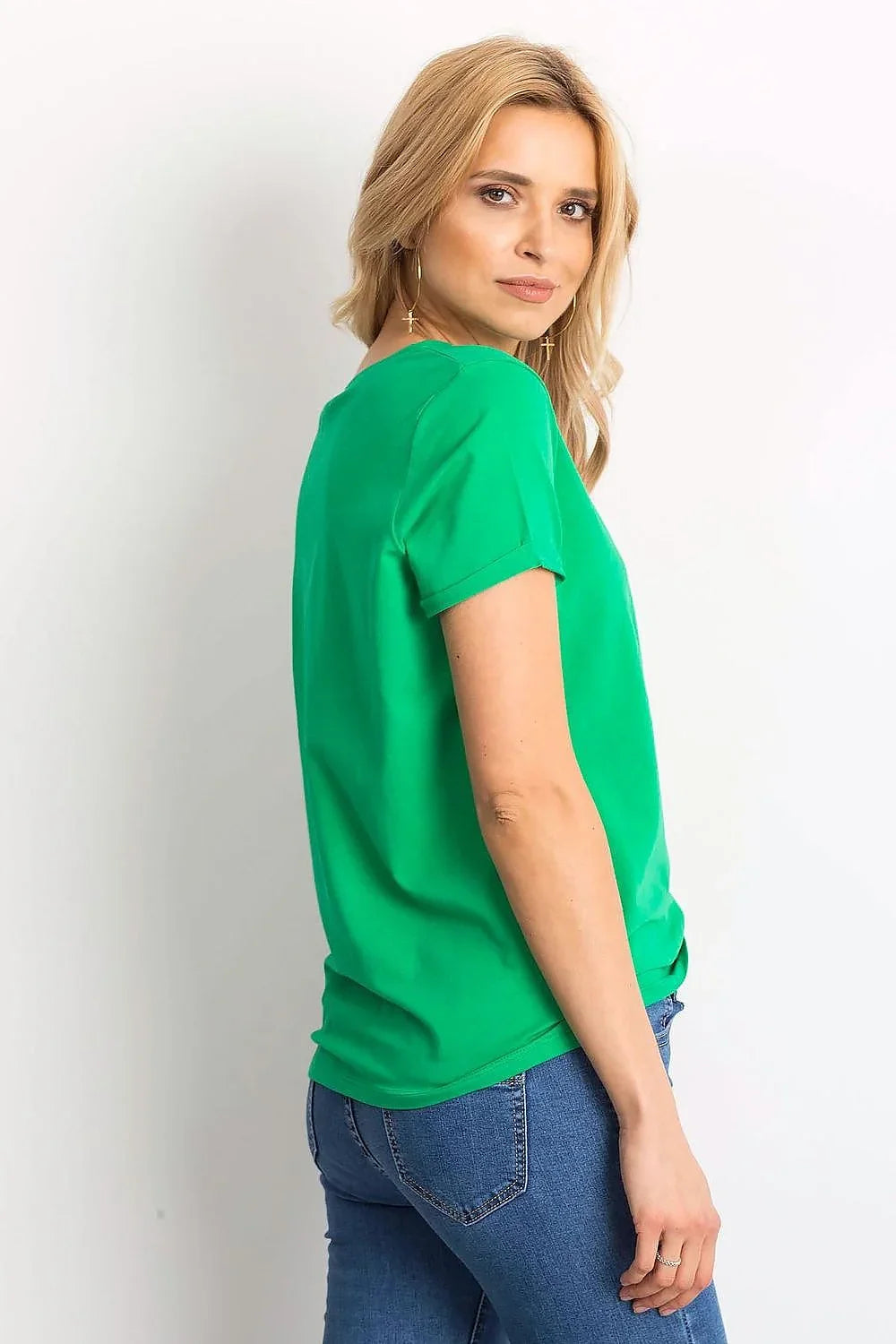 Women Crew-Neck Short-Sleeves T-Shirt – Stretchable - Green -Guocali