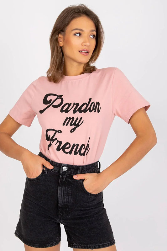 Women Crew-Neck Short-Sleeves T-Shirt – Stretchable - Pink, Black -Guocali
