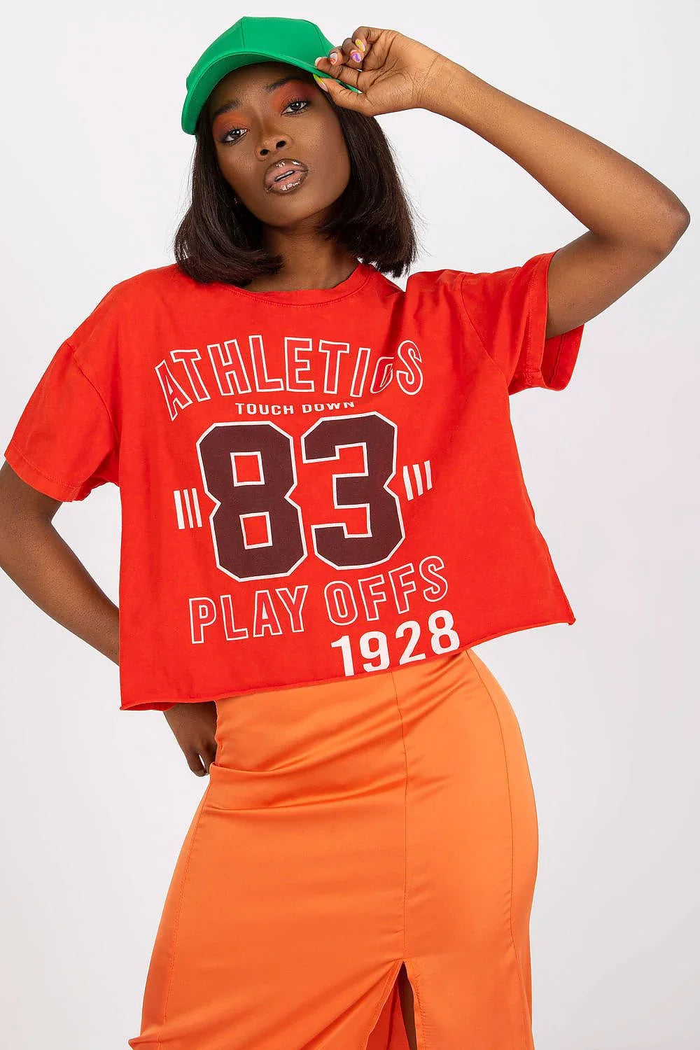 Women Crew-Neck Short-Sleeves T-Shirt – Stretchable - Red, White, Black -Guocali