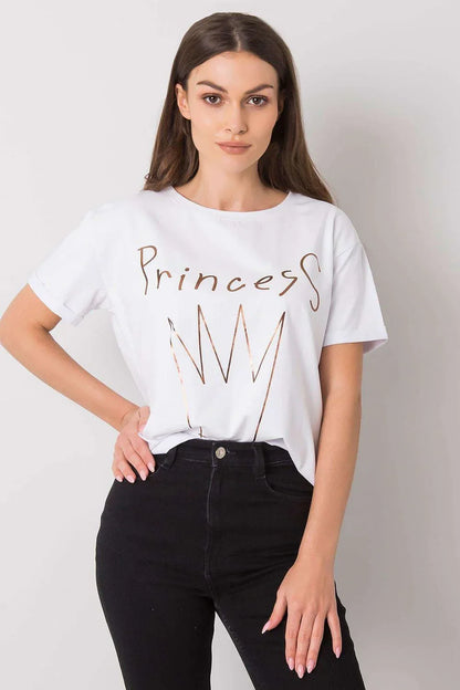 Women Crew-Neck Short-Sleeves T-Shirt – Stretchable - White -Guocali