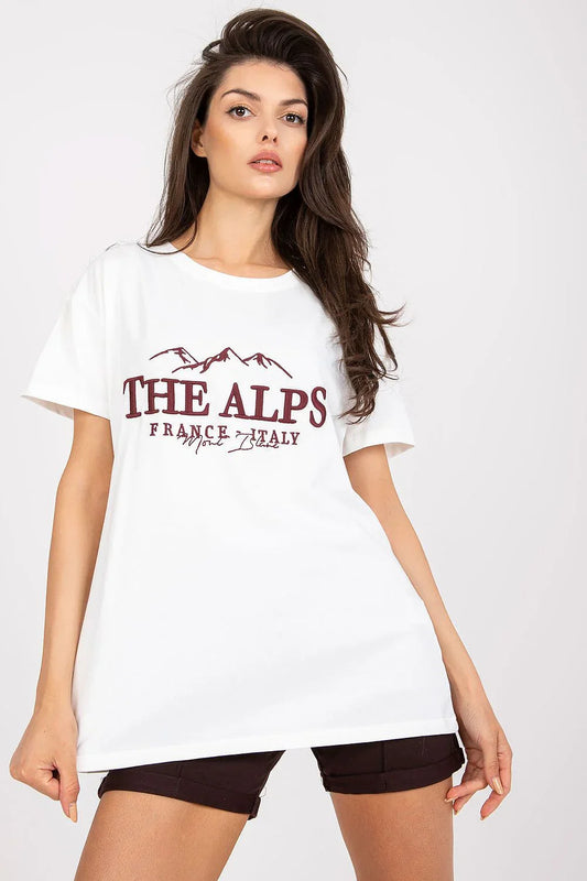 Women Crew-Neck Short-Sleeves T-Shirt – Stretchable - White -Guocali