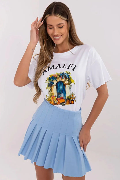 Women Crew-Neck Short-Sleeves T-Shirt – Stretchable - White, Multicolor -Guocali
