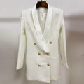 Women Double Breasted Blazer - Breathable - Double-Breasted - White -Guocali