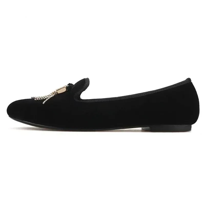 Women Dress Tassel Slipper Loafers - Slip-On Flat Formal Dress Shoes