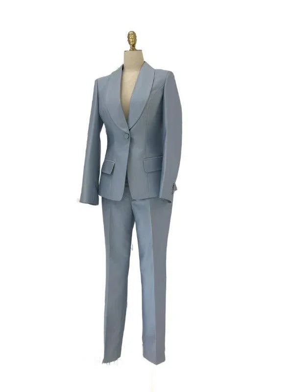 Women Formal Pantsuit - Shawl Collar Trouser Suit -Guocali