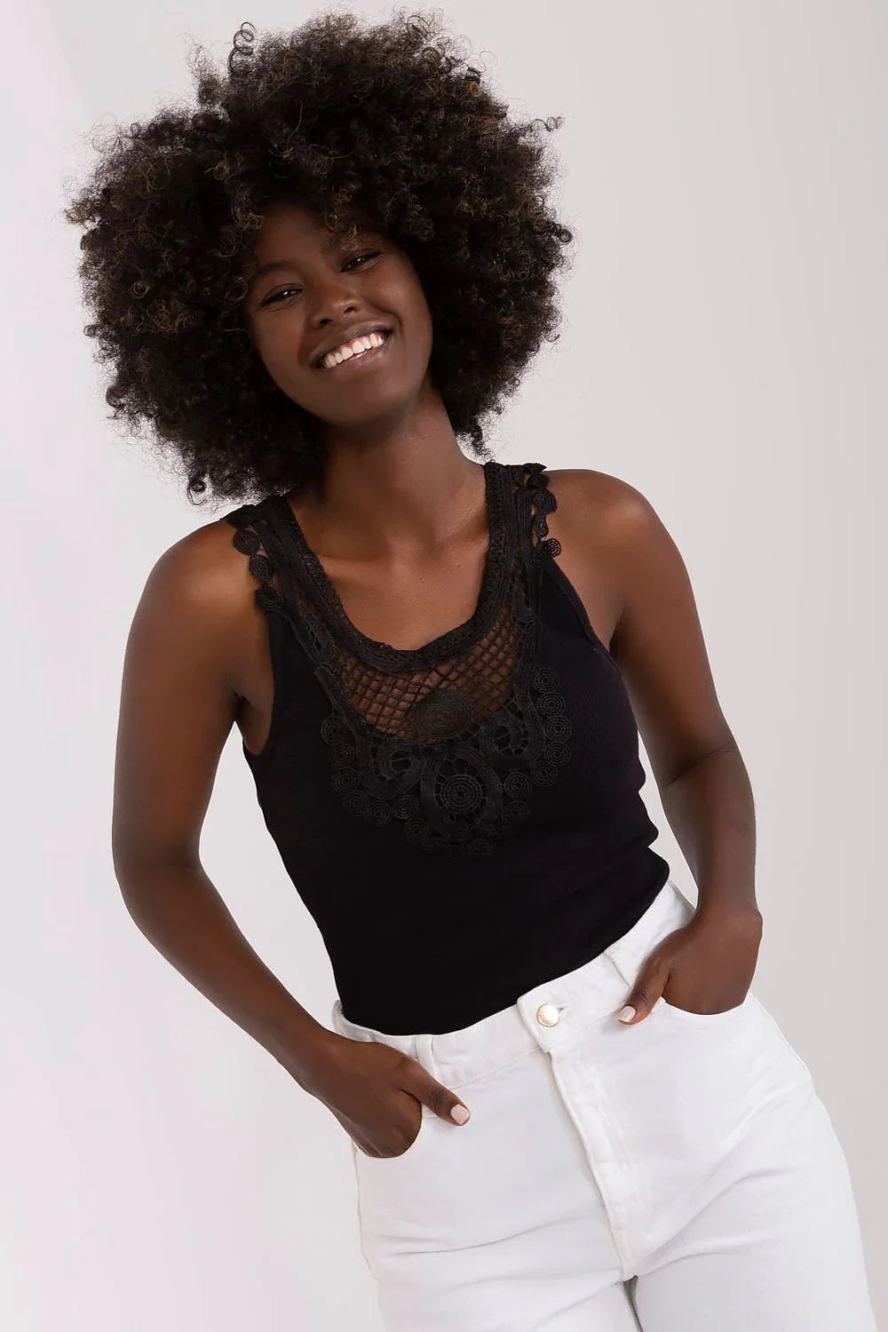 Women Lace Top – Round-Neck Lace Top -Guocali