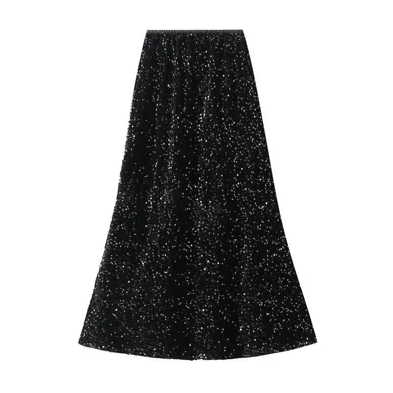 Women Mermaid Skirt Sequin - High Waist Midi Women Skirt