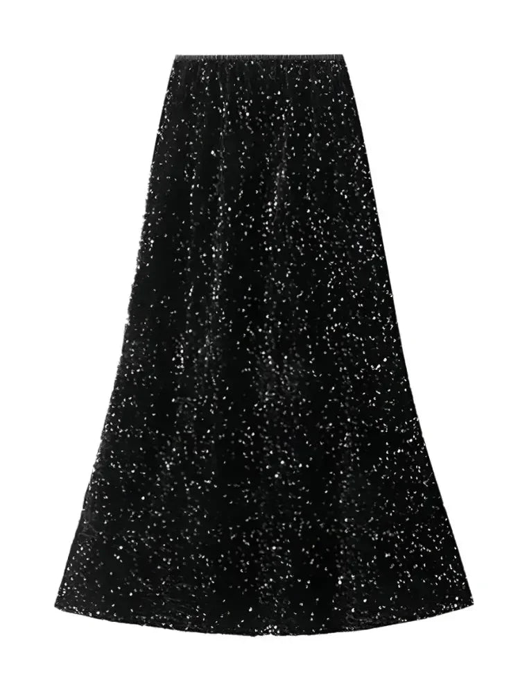 Women Mermaid Skirt Sequin - High Waist Midi Women Skirt