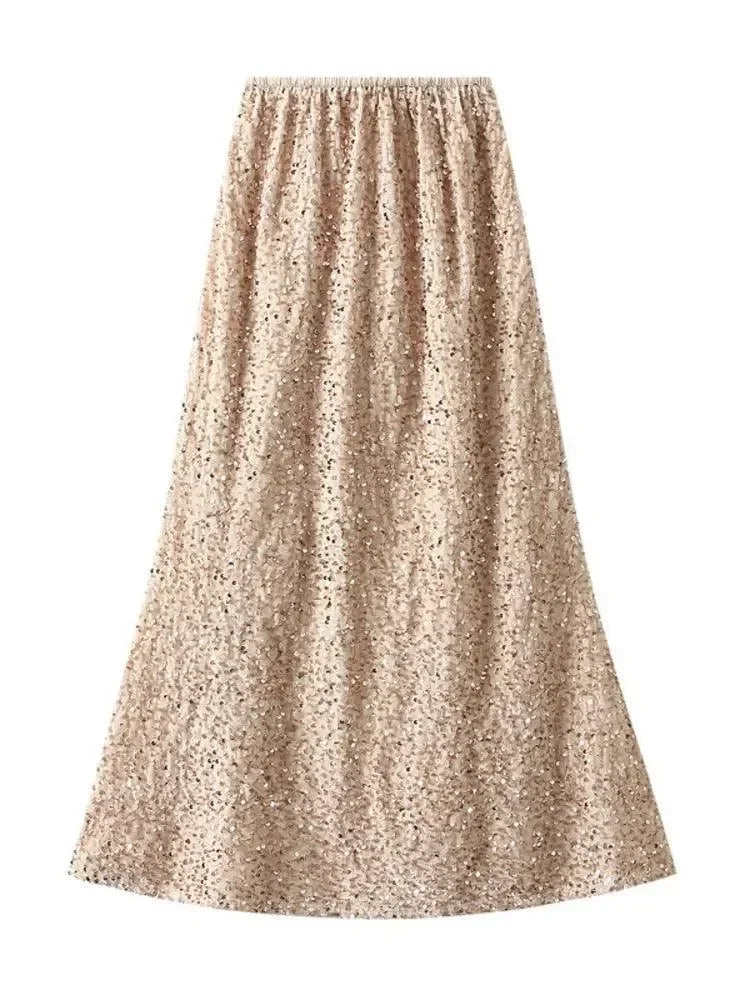 Women Mermaid Skirt Sequin - High Waist Midi Women Skirt