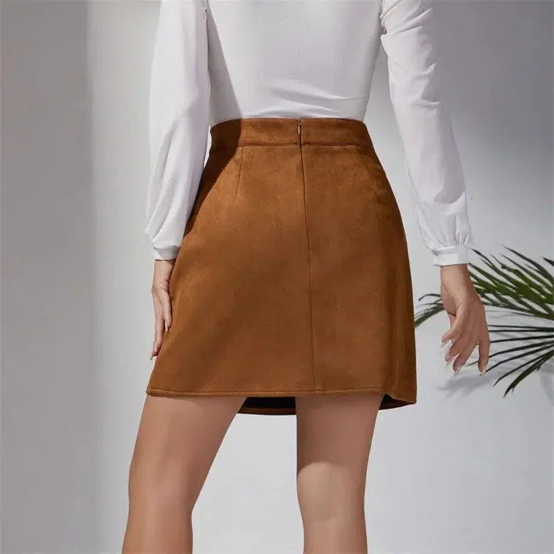 Women Mini Skirt Beaded Slit - High Waist Women Skirt