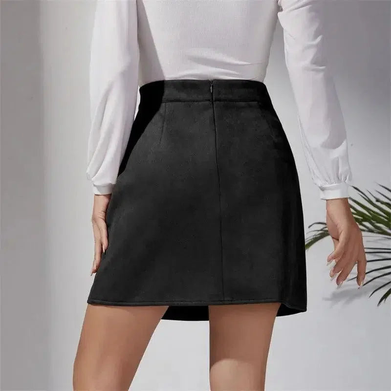 Women Mini Skirt Beaded Slit - High Waist Women Skirt