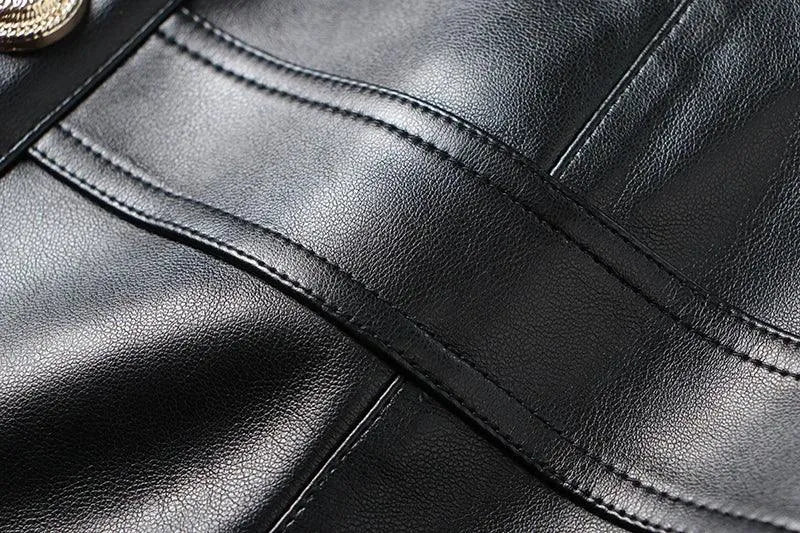 Women Mini Skirt Plaid Leather Straight - High Waist Women Skirt